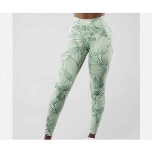 Buff Bunny Leggings Limitless Citrus Green Leaf High Waisted Pockets Size XL